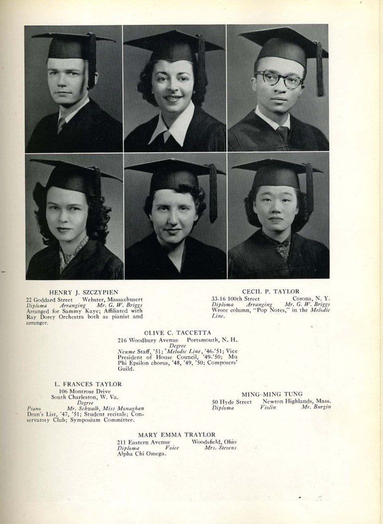 Cecil Taylor yearbook photo, 1951.jpg